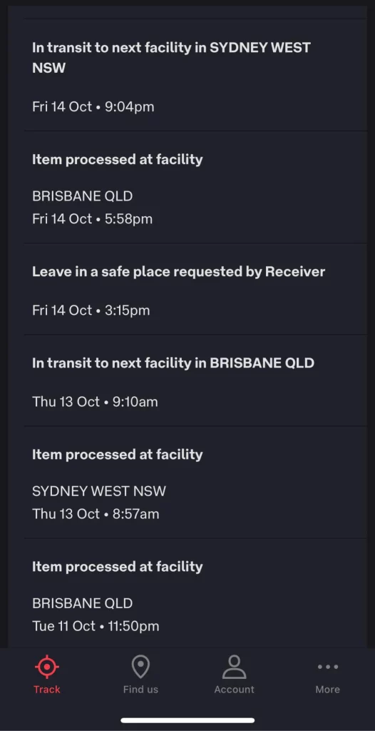 Australia Post Tracking Not Updating