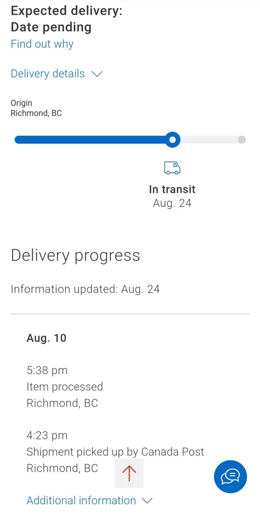 Canada Post tracking not updating