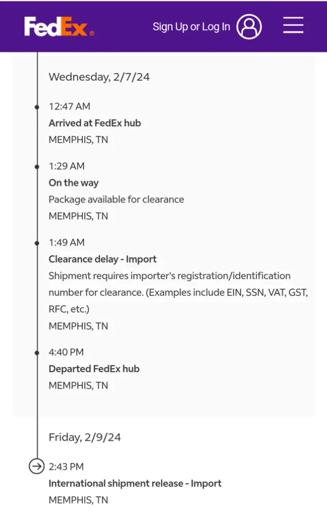 Arrived At FedEx Hub Meaning