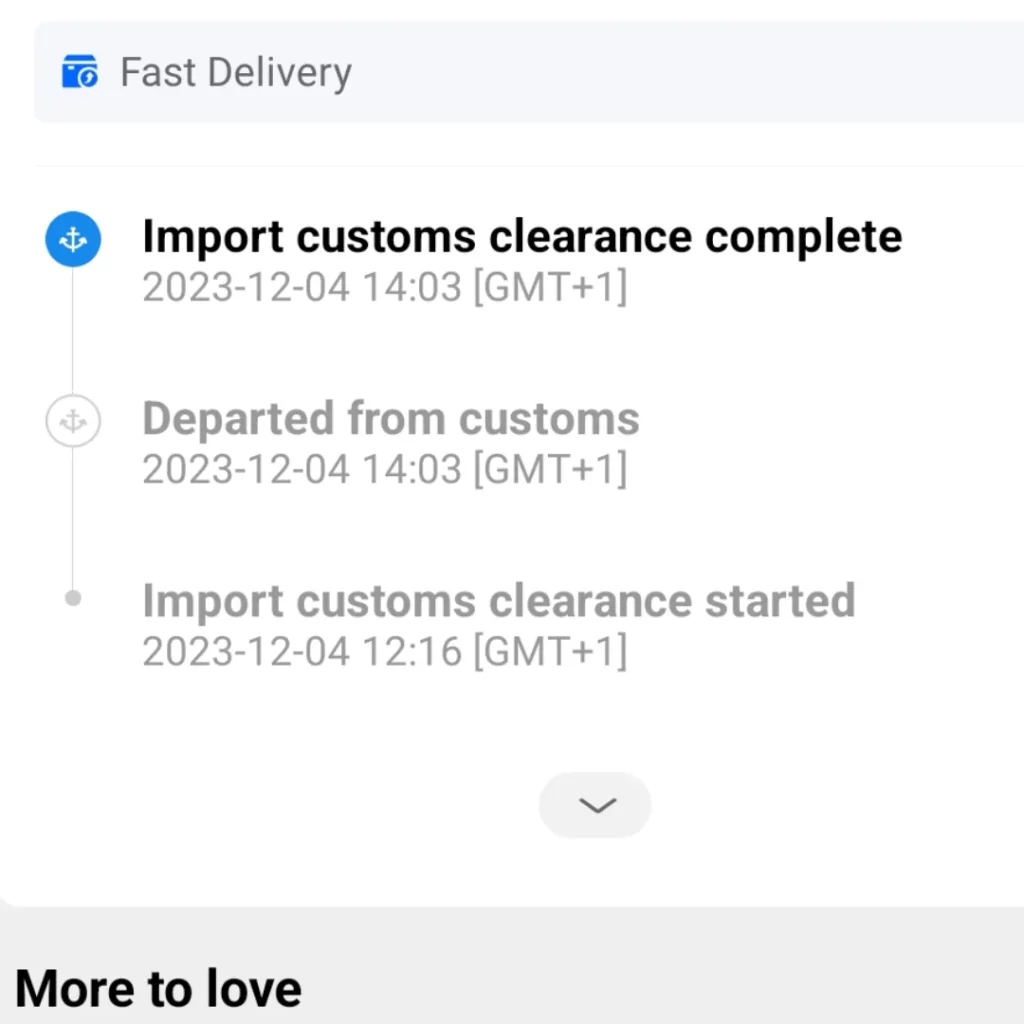 Import customs clearance complete AliExpress Meaning