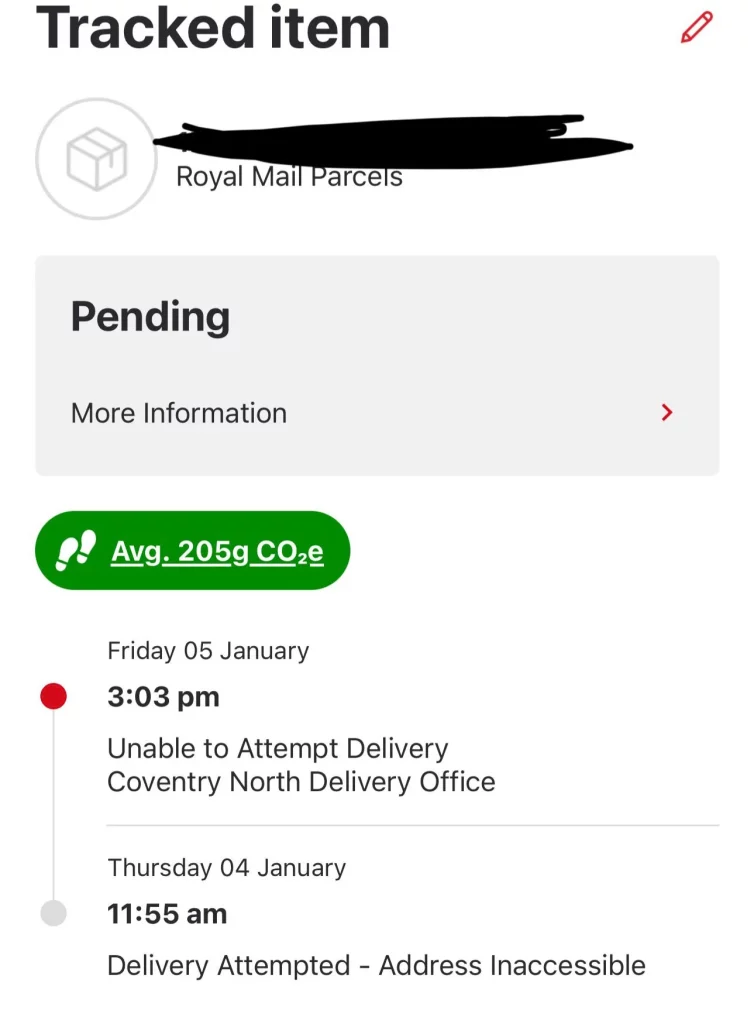 Unable To Attempt Delivery Royal Mail