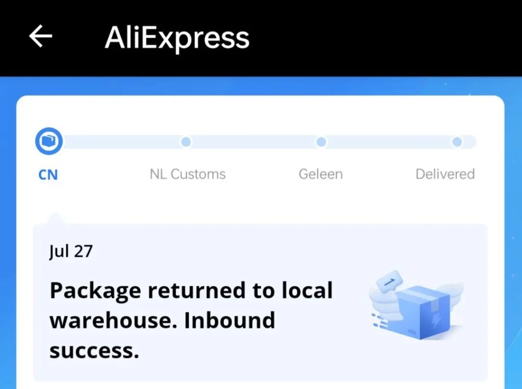 Package Returned To Local Warehouse. Inbound Success Meaning AliExpress